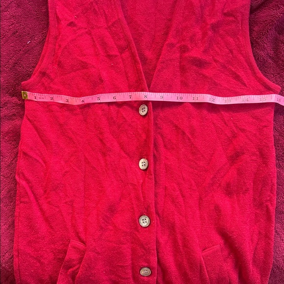 Preview Collection V-Neck Red Long Sweater Vest - Picture 10 of 10